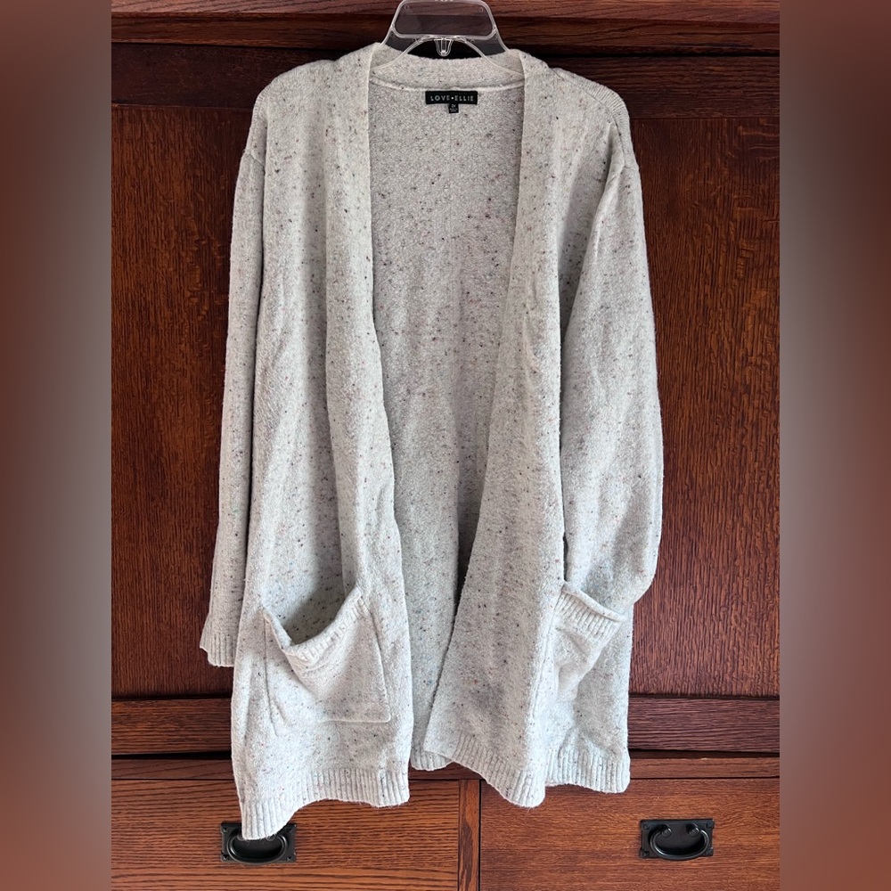 Love Elie Speckled Cream Open-Front Cardigan